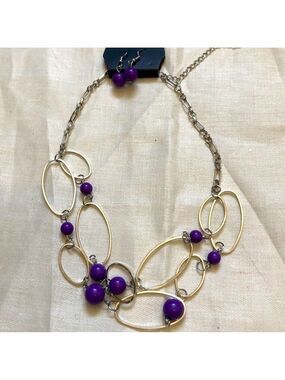 NWT Paparazzi "Glam Theory" Chunky Purple Necklace & Earring Set Prom
